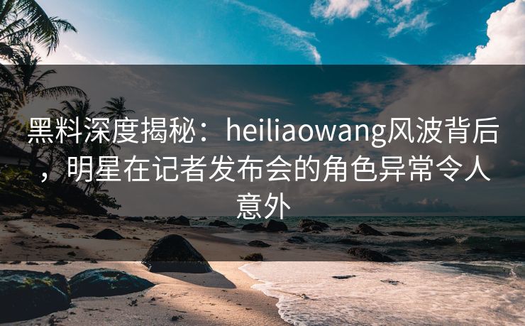 黑料深度揭秘：heiliaowang风波背后，明星在记者发布会的角色异常令人意外